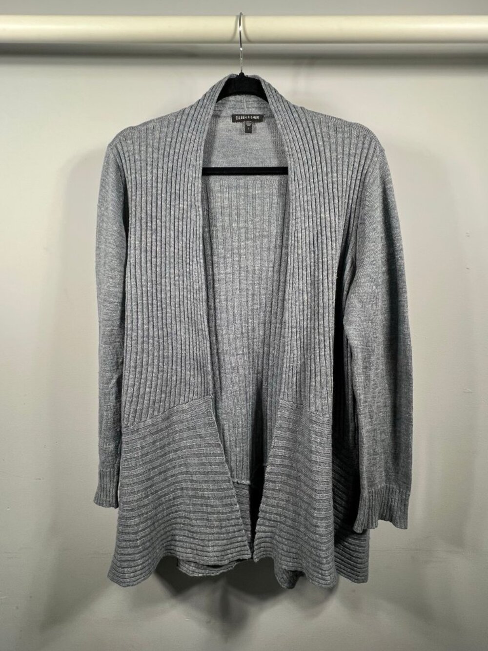 Eileen Fisher Sweater Womens Open Cardigan Wool Blend Minimalist Quiet Luxury